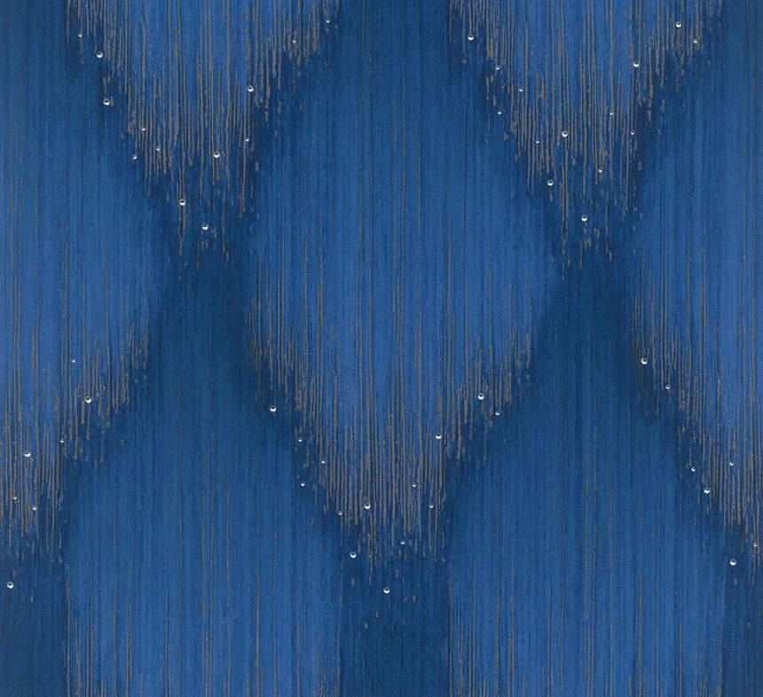 Tapete, Blau-Gold, Grafisches Muster mit Kristallen, 35886, Papis Loveday Fashion Icon, Marburg