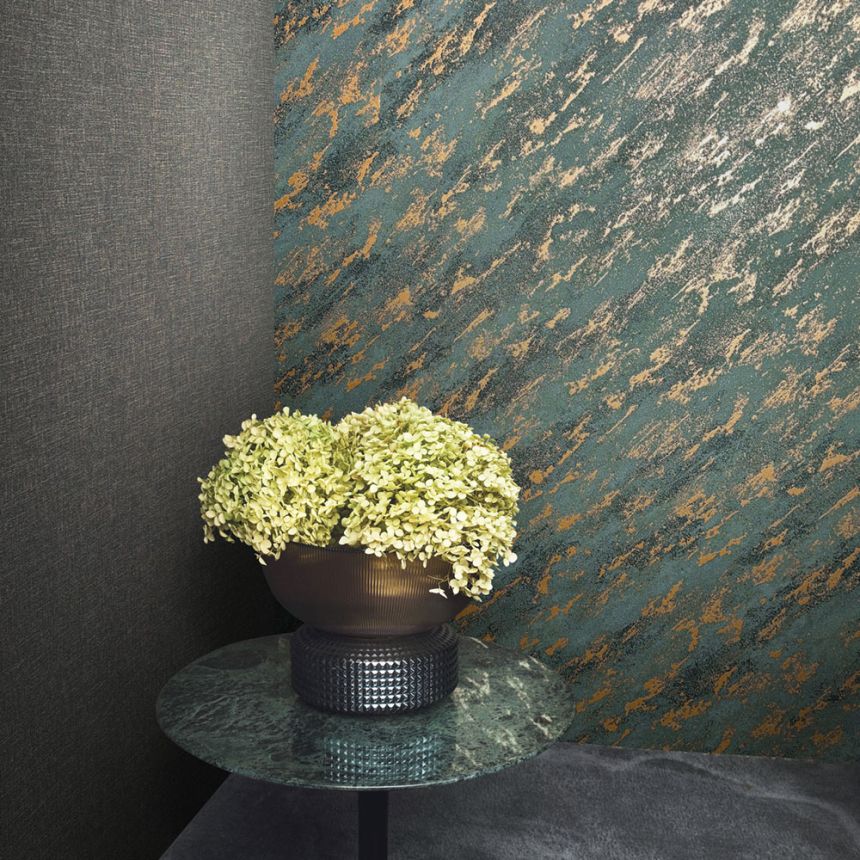Tapete, Blau-Bronze, Beton, Stuck, 34904, Eclectic, Marburg