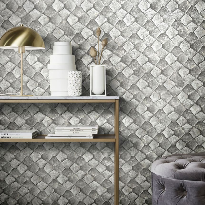 Geometrische Tapete, Grau, 34908, Eclectic, Marburg