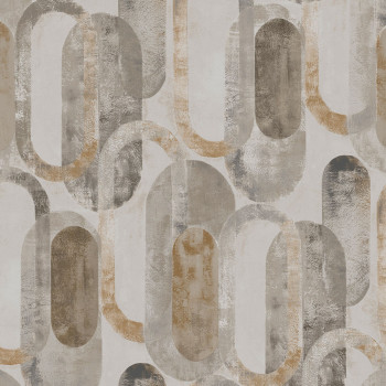 Grafiktapete, grau-gold, ovale Muster, 121137, Vavex 2027