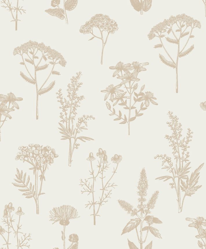 Tapete, weiß-gold, Blumen und Gräser, M80504, Vavex 2027