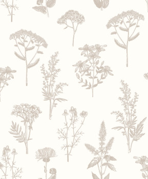 Tapete, weiß-silber, Blumen und Gräser, M80507, Vavex 2027