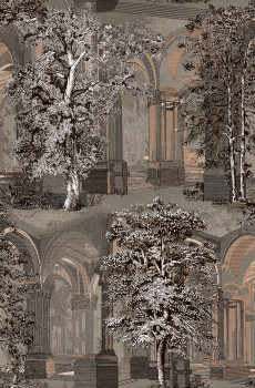 Tapete, braun-grau, Bäume, Arkaden, 129090, Arboretum, Graham Brown Premium
