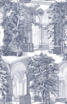 Tapete, blau, Bäume, Arkaden, 129093, Arboretum, Graham Brown Premium