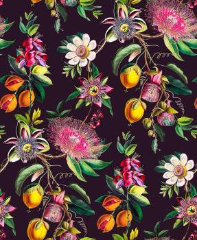Tapete, schwarz, Blumen, Passionsblume, 127920, Arboretum, Graham Brown Premium