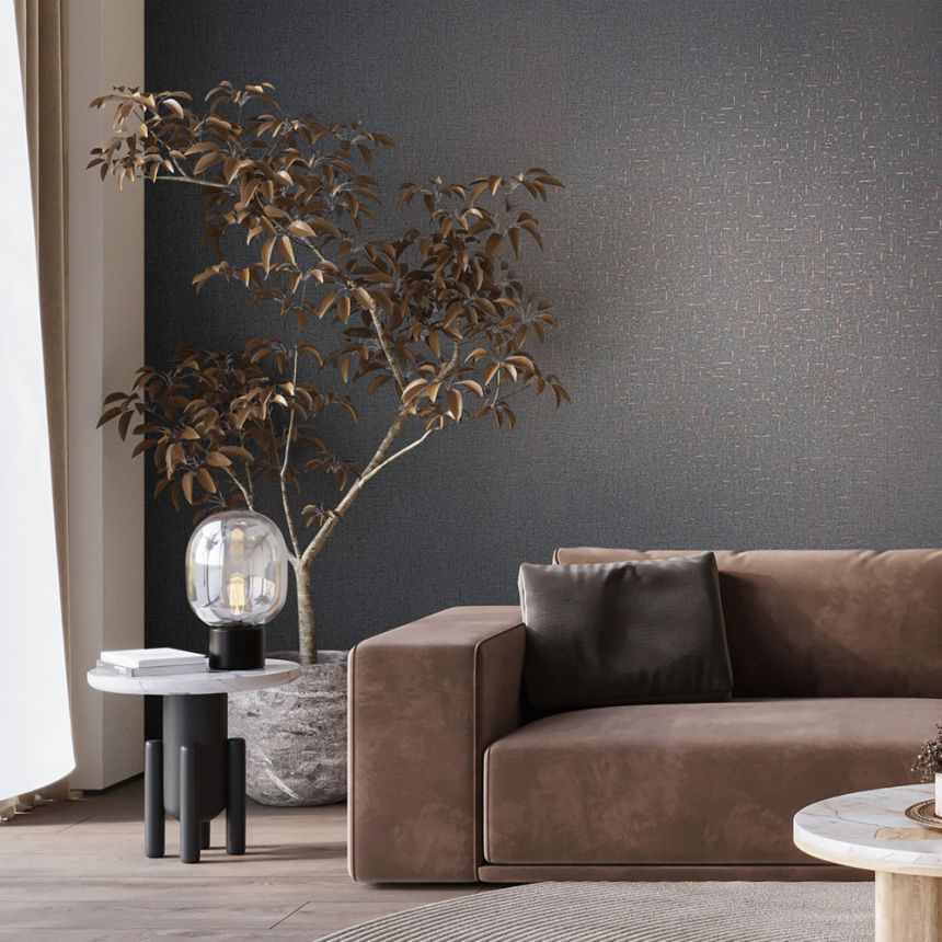 Tapete, schwarz-bronze, Stoffoptik, 35111, City Romance, Marburg