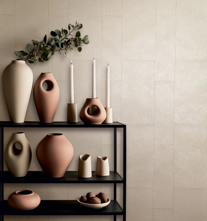 Tapete, Grau-Beige, Grafisches 3D-Muster, 34642, Terra, Marburg