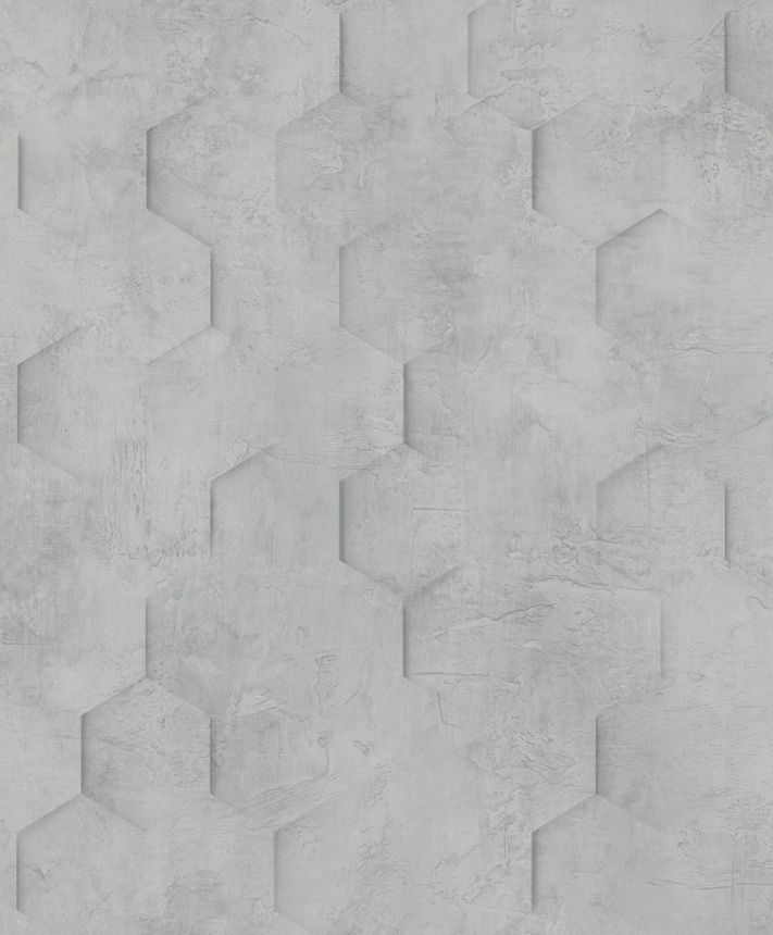 Geometrische Tapete, Grau, Hexagone, 34160, Loft Superior, Marburg