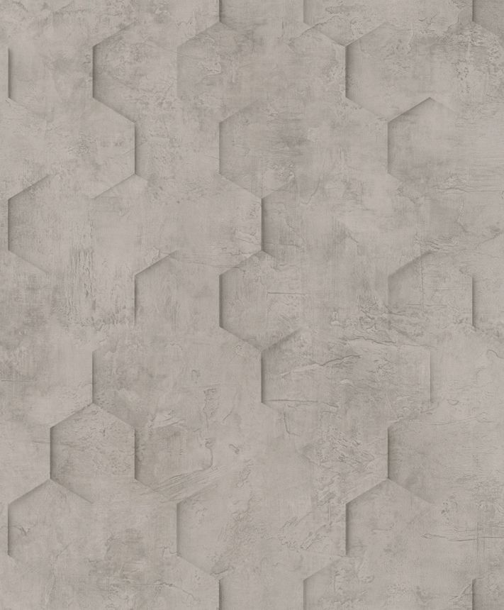 Geometrische Tapete, Grau-Braun, Hexagone, 34162, Loft Superior, Marburg