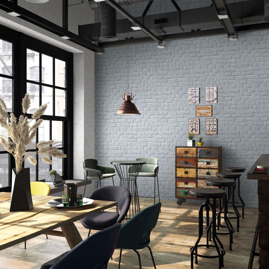 Tapete, Grau, Ziegel, Ziegelwand, 34167, Loft Superior, Marburg