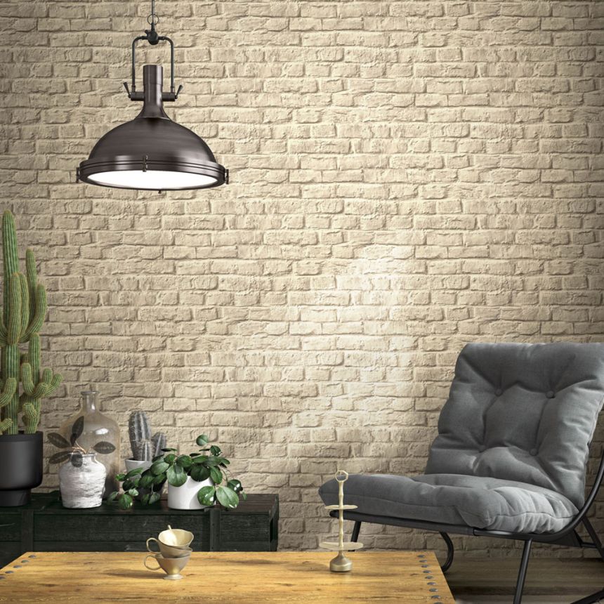 Tapete, Beige-Braun, Ziegel, Ziegelwand, 34169, Loft Superior, Marburg