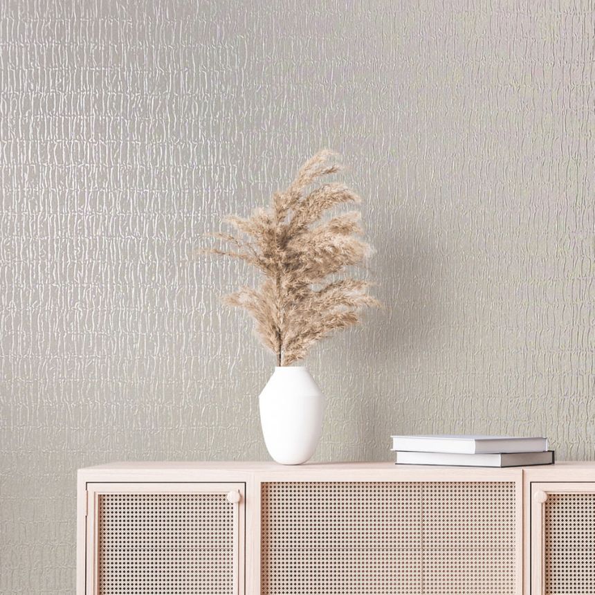 Tapete, beige, geknitterte Stoffstruktur, 34502, Kumano, Marburg