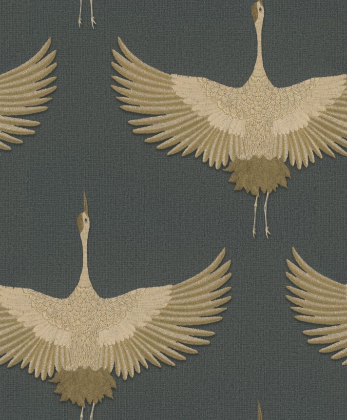 Tapete, schwarz-gold, Vögel, 34532, Kumano, Marburg