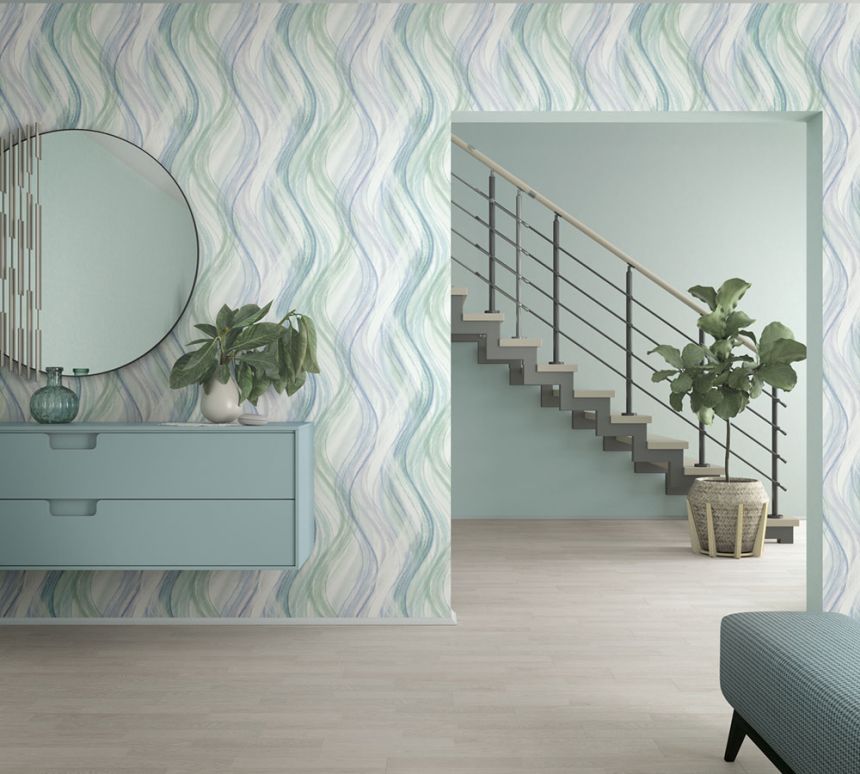 Tapete, Grün-Blau, Wellen, 32444, Shades, Marburg