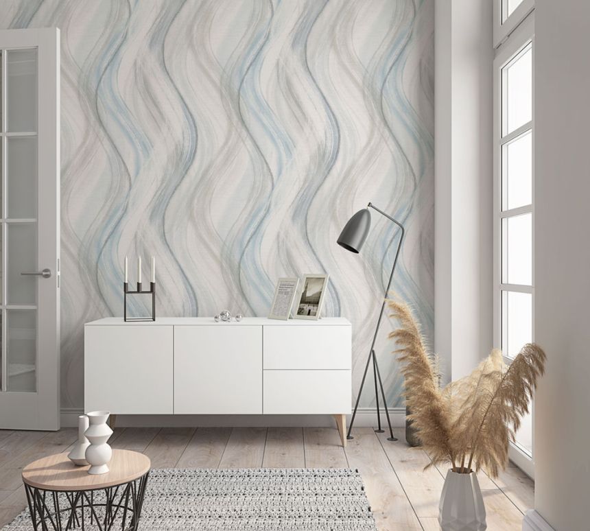 Tapete, Grau-Blau, Wellen, 32445, Shades, Marburg