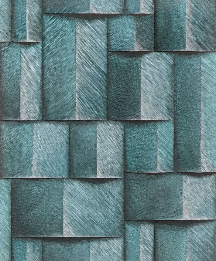 Grafische Tapete, türkis, 3D-Effekt, 35389, Timber, Marburg