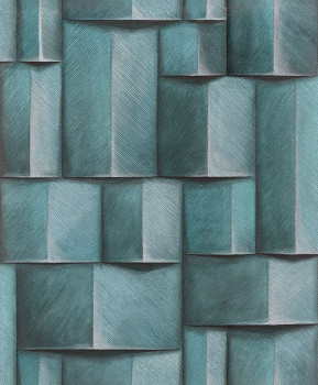 Grafische Tapete, türkis, 3D-Effekt, 35389, Timber, Marburg