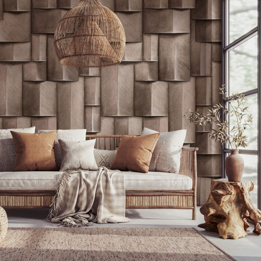 Grafische Bildtapete, braun, 3D-Effekt, 35396, Timber, Marburg