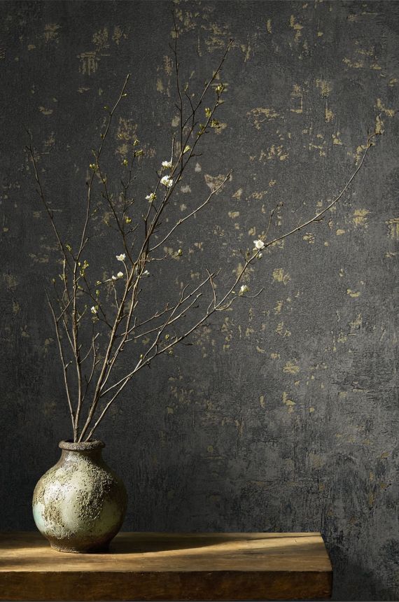 Tapete, Schwarz-Gold, Beton, Stuck, 82373, Naomi, Novamur
