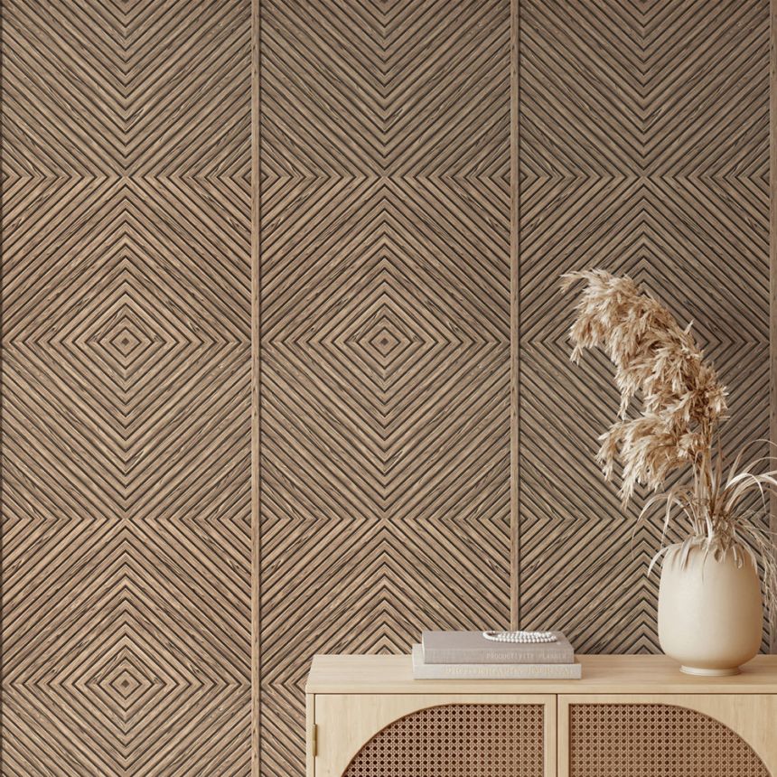 Tapete, Braun-Beige, Holzverkleidungsoptik, 89019, Naomi, Novamur