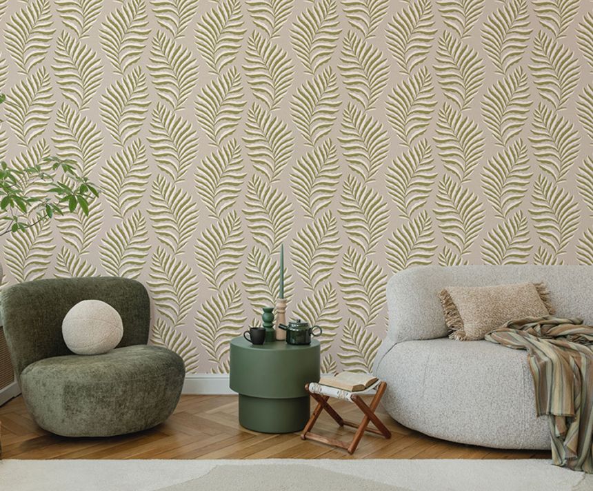 Tapete, Grau-Beige, Blätter, Z70721, Marrakech, Zambaiti Parati