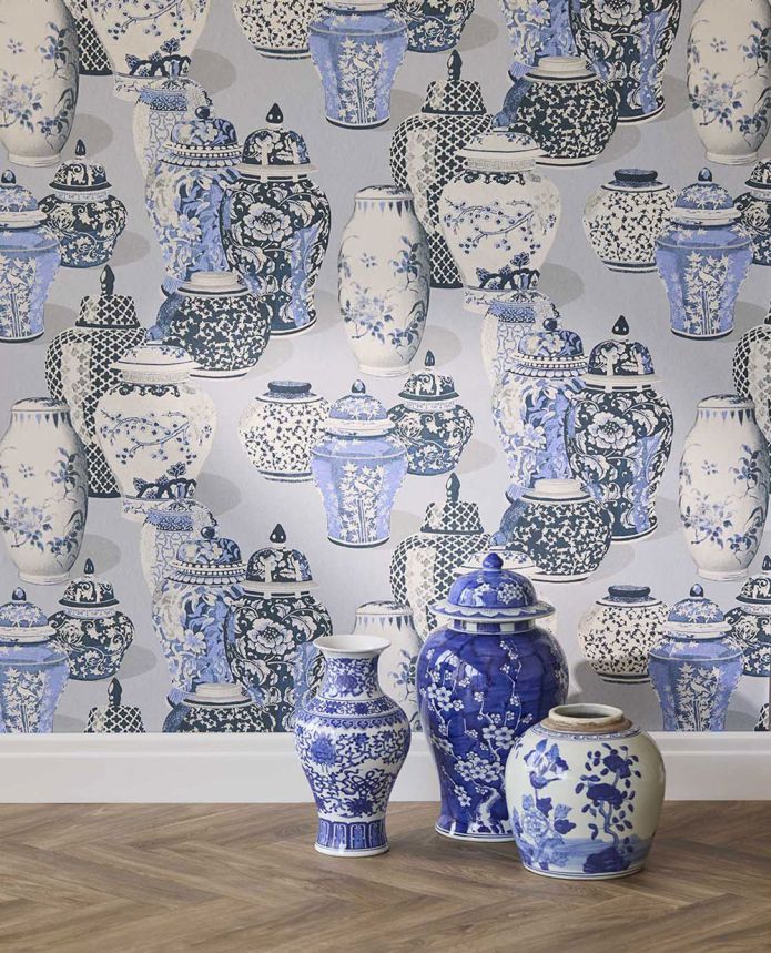 Tapete, 351212, Grau-Blau, Gefäße, Magnifique, Eijffinger