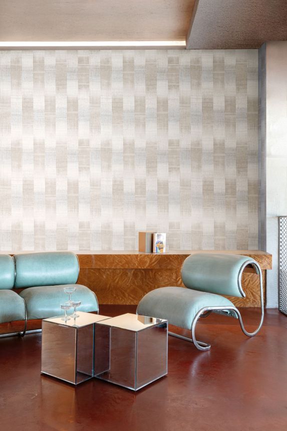 Gestreifte Tapete, grau, beige, Stoffoptik, RIC101, Serica, Masureel