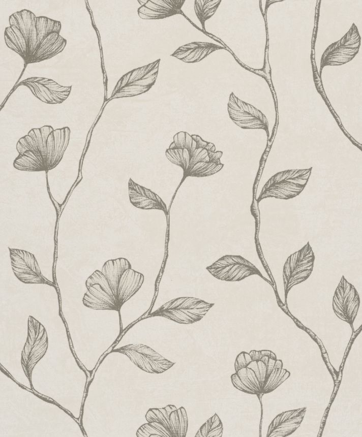 Vliestapete, beige, cremefarben, Blätter, Blumen, 34804, Up to Date, Marburg