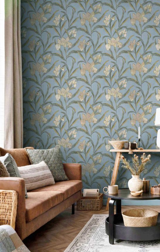 Tapete, blau, Blumen, 2024, Rio, Parato by Cristiana Masi