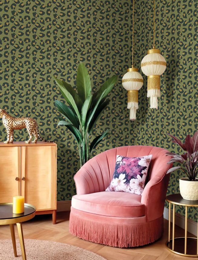 Tapete, Leopardenmuster, grün, 2047, Rio, Parato by Cristiana Masi