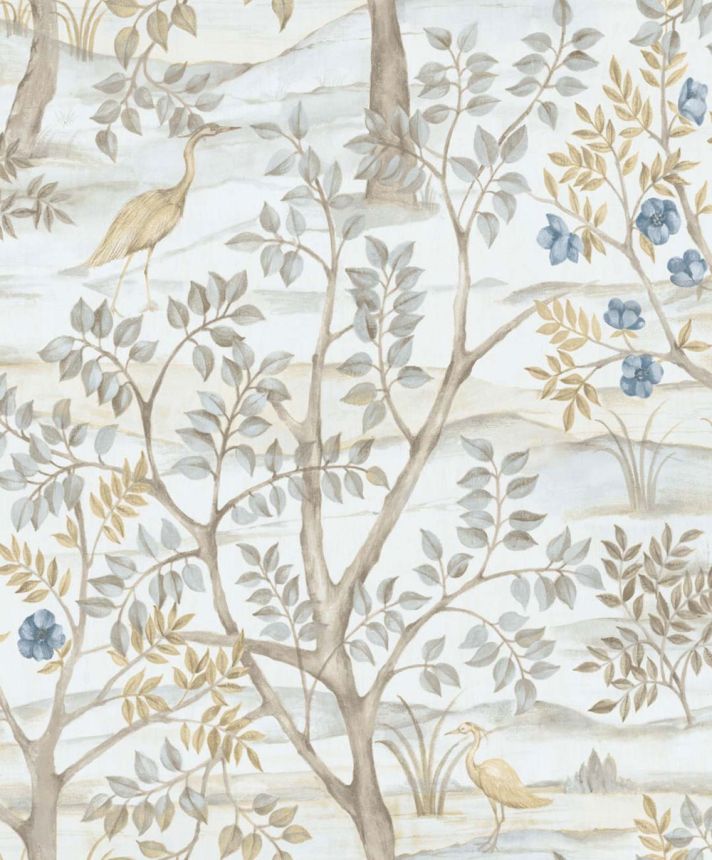 Tapete, blau, Bäume, Vögel, 8316, Blooming Garden 2, Parato by Cristiana Masi