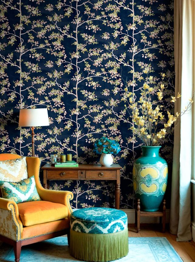 Tapete, blau, Bäume, Blätter, 8322, Blooming Garden 2, Parato by Cristiana Masi