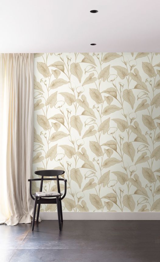 Tapete, beige, Blumen, Blätter, A83602, Inia, Grandeco