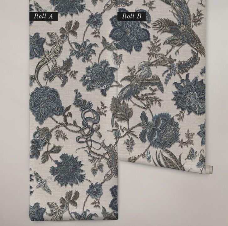 Tapete, braun-blau, Blumen, Tiere, 143240, Jaipur, Graham Brown Premium