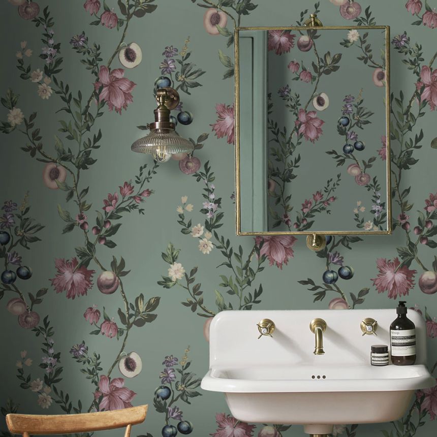 Tapete, grün, Zweige, Blumen, 142338, Allurium, Graham Brown Premium