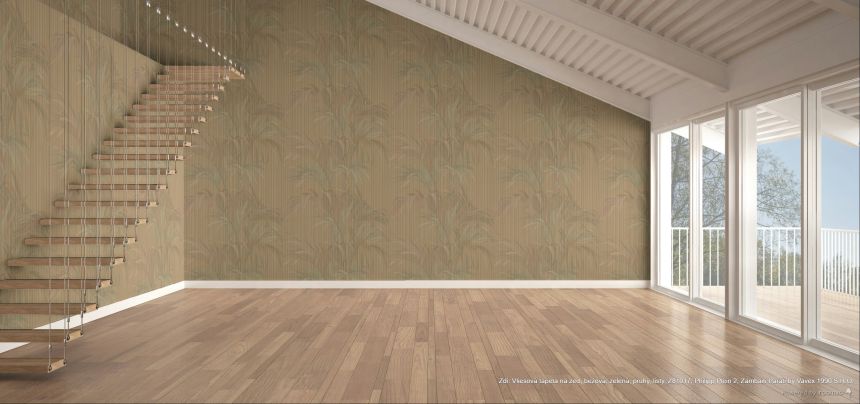 Tapete, beige, grün, Streifen, Blätter, Z81017, Philipp Plein 2, Zambaiti Parati