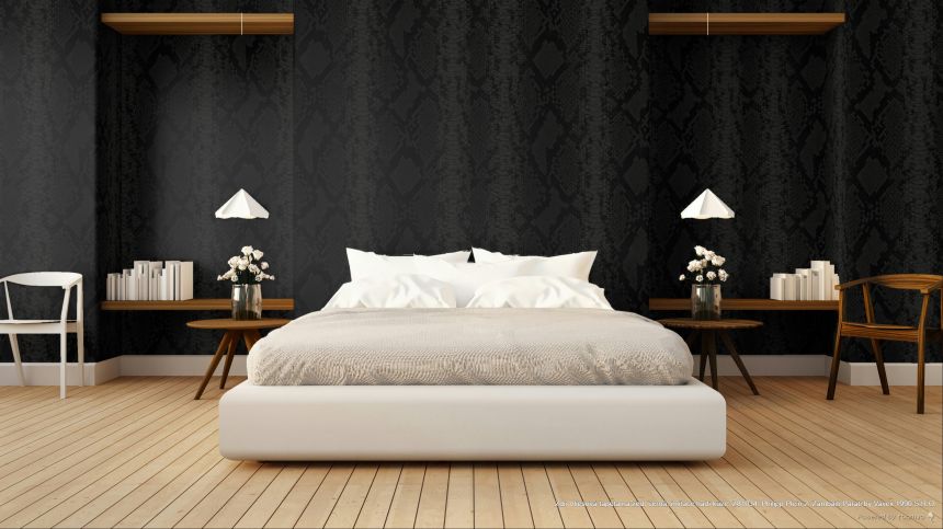 Tapete, schwarz, Schlangenhautoptik, Z81034, Philipp Plein 2, Zambaiti Parati