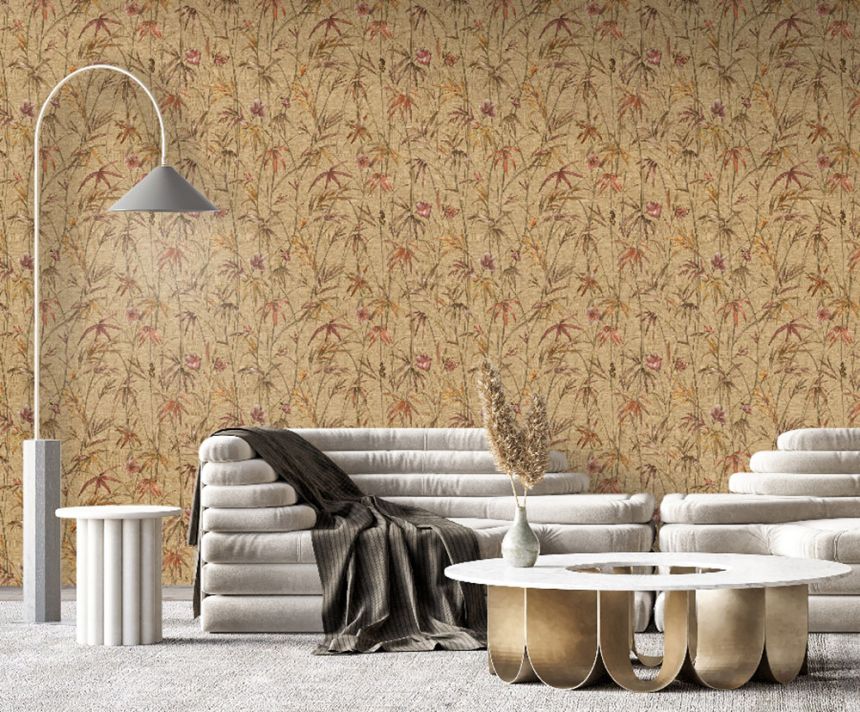 Tapete, beige, grün, Textiloptik, Pflanzen, Z81044, Philipp Plein 2, Zambaiti Parati