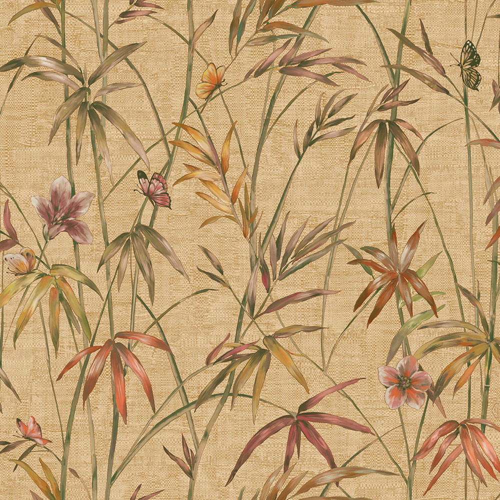 Tapete, beige, grün, Textiloptik, Pflanzen, Z81044, Philipp Plein 2, Zambaiti Parati