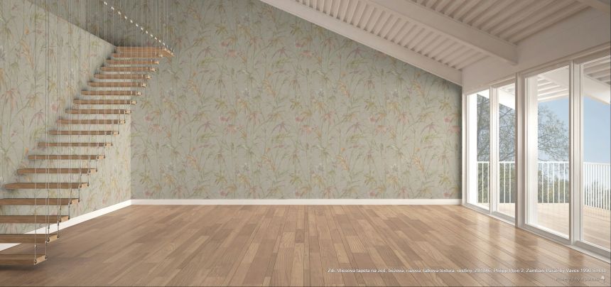 Tapete, beige, rosa, Textiloptik, Pflanzen, Z81046, Philipp Plein 2, Zambaiti Parati