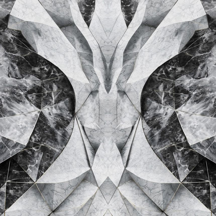 Fototapete, schwarz, grau, Marmor, Formen, Z81068, 3x3 m, Philipp Plein 2, Zambaiti Parati
