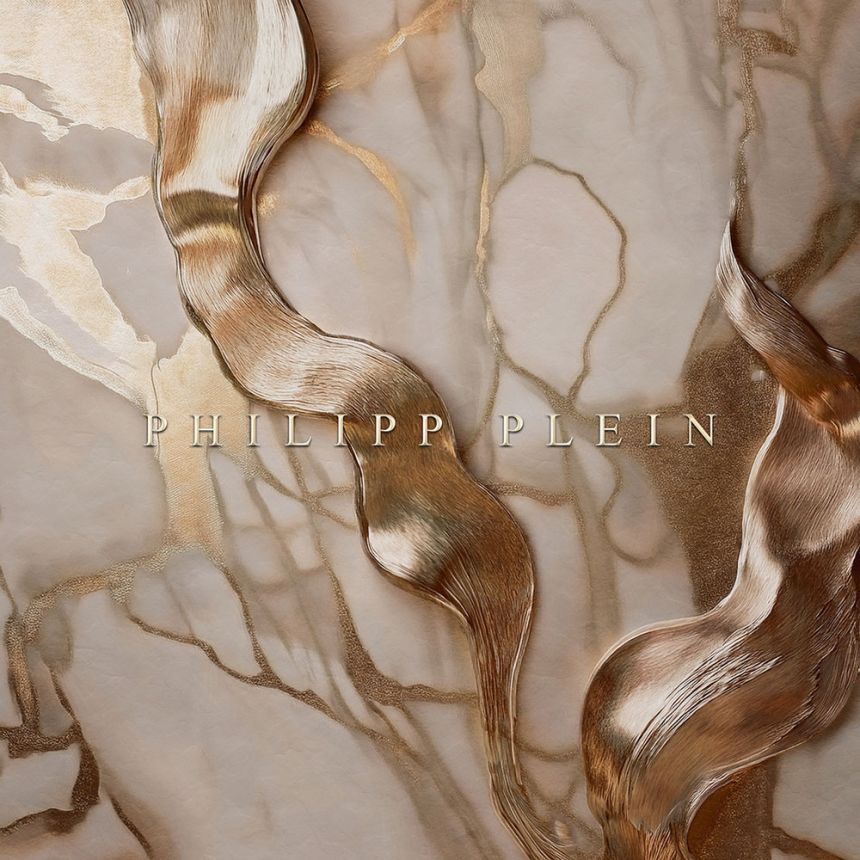 Fototapete, braun, beige, Marmor, Schriftzug, Z81069, 3x3 m, Philipp Plein 2, Zambaiti Parati