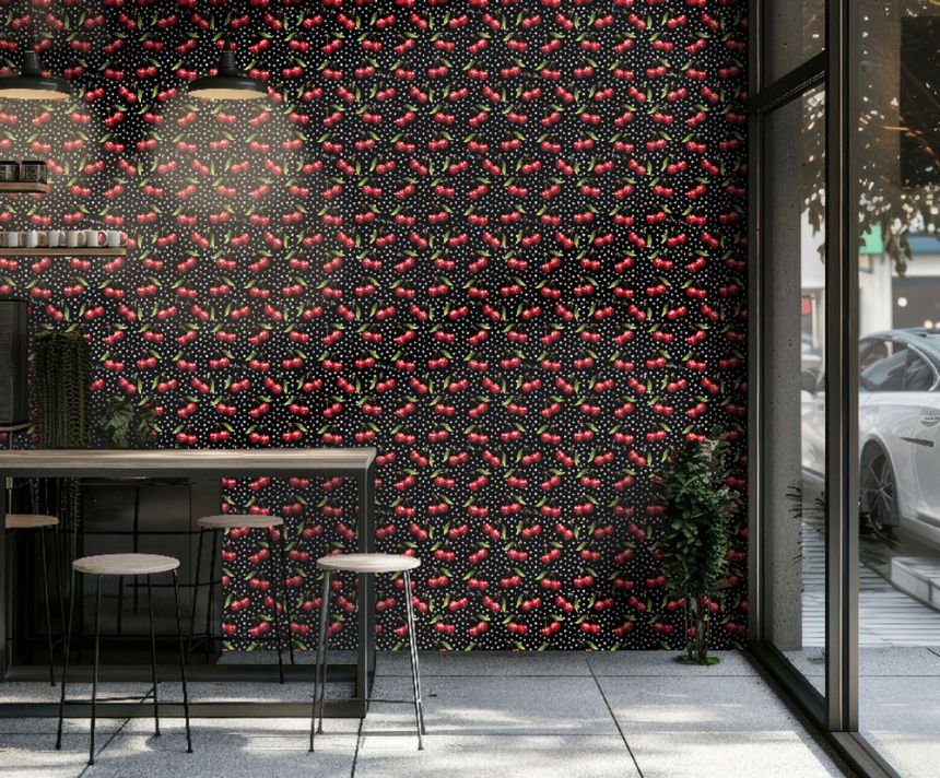 Fototapete, schwarz, rot, Kirschen, Z81082, Philipp Plein 2, Zambaiti Parati