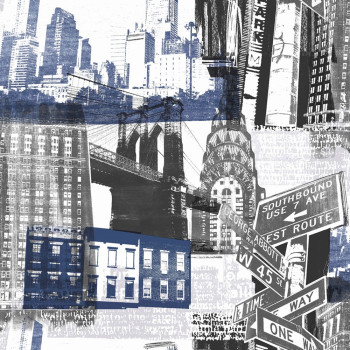 Tapete New York, Papiertapete 104631, Fresco New York Blue/Black, Kids@Home 6, Graham & Brown