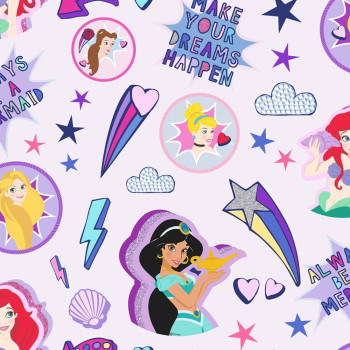 Kindertapete Disney Prinzessinnen, Papiertapete 108018, Princess Badges, Kids@Home 6, Graham & Brown