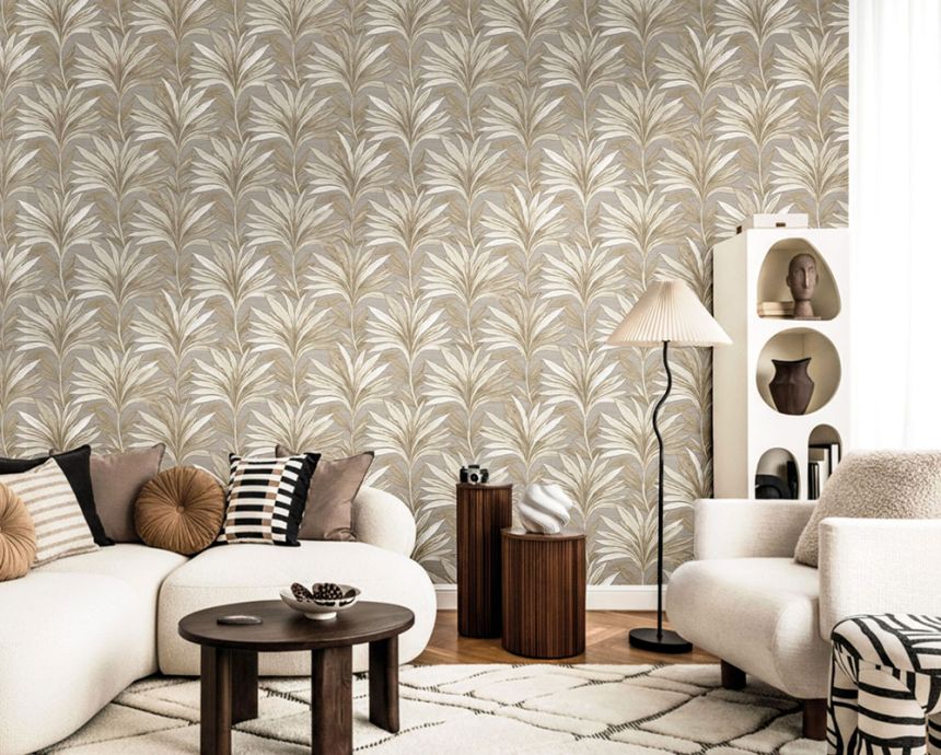 Tapete, grau, beige, Blätter, 5810, Jaipur, Parato by Cristiana Masi
