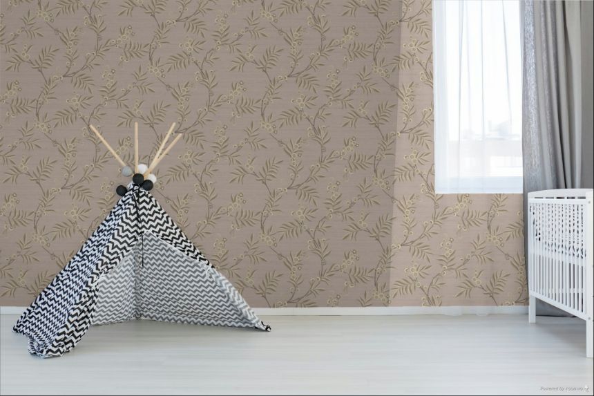 Tapete, grau, beige, blühende Zweige, 7709, Agora, Parato by Cristiana Masi