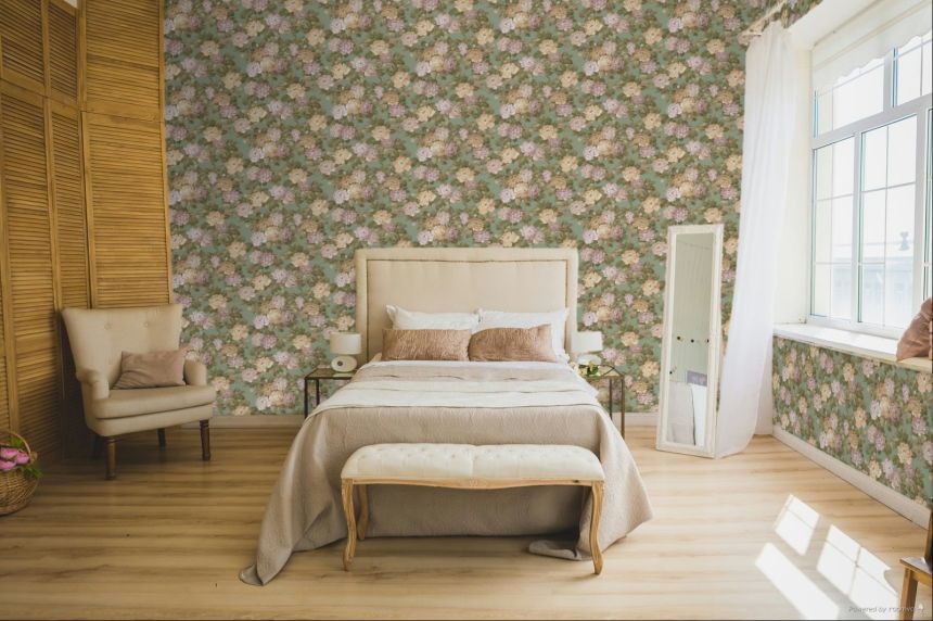Blumentapete, grün, rosa, 7715, Agora, Parato by Cristiana Masi
