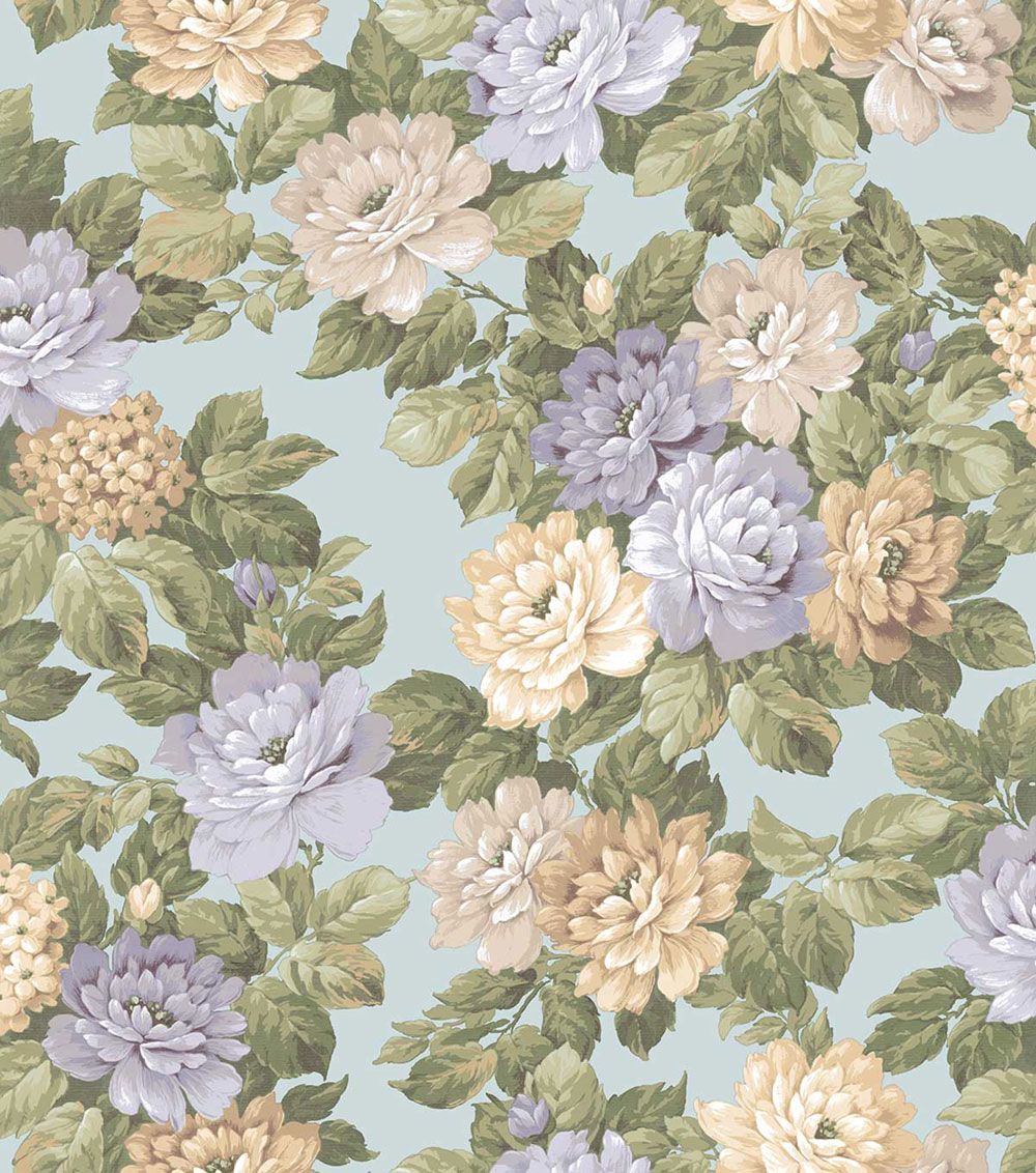 Blumentapete, blau, grün, 7716, Agora, Parato by Cristiana Masi