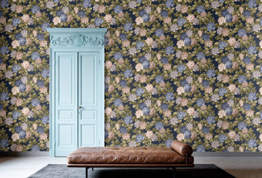 Blumentapete, blau, lila, 7717, Agora, Parato by Cristiana Masi